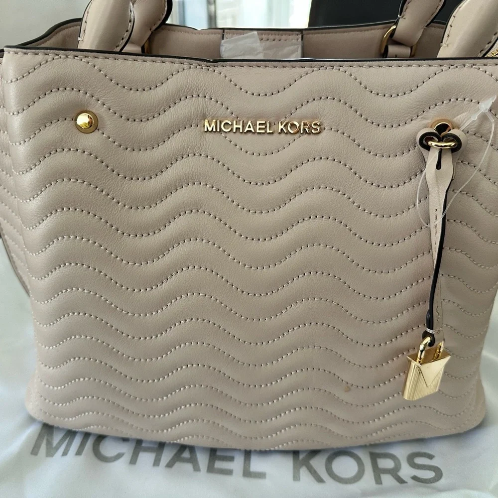 Michael Kors Pink Quilted Satchel with Gold Hardware - Picture 2 of 6